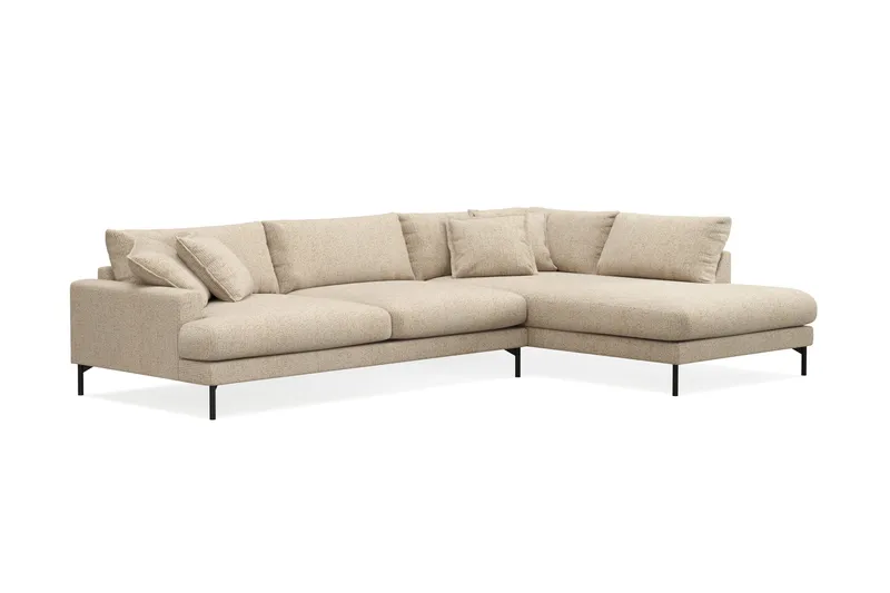 Menard Premium 5-seters Høyrevendt L-formet Dyp Sjeselongsofa i Chenille - Beige - Møbler - Sofaer - Sofa med chaiselong