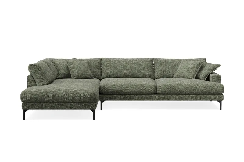 Menard Premium 5-seters Venstrevendt L-formet Dyp Sjeselongsofa i Chenille - Grønn - Møbler - Sofaer - Sofa med chaiselong