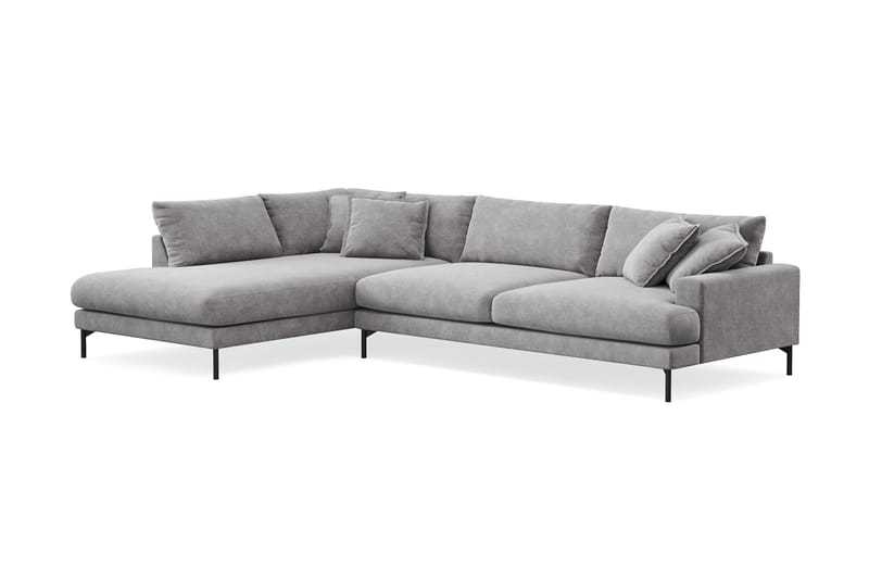 Menard Premium 5-personers venstrevendt L-formet dyb chaiselongsofa i chenille - Grå - Møbler - Sofaer - Sofa med chaiselong