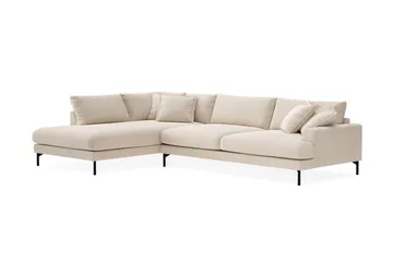 Menard Premium 5-personers venstrevendt L-formet dyb chaiselongsofa i chenille - Lysbeige - Møbler - Sofaer - Sofa med chaiselong