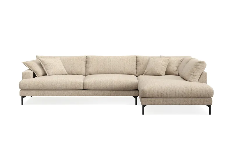 Menard Premium 5-seters Høyrevendt L-formet Dyp Sjeselongsofa i Chenille, Beige
