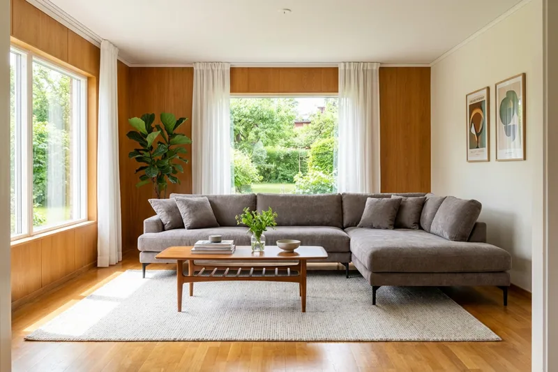Menard Premium 5-personers højrevendt L-formet dyb chaiselongsofa i chenille - Grå/Brun - Møbler - Sofaer - Sofa med chaiselong