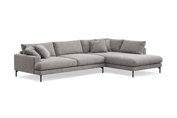 Menard Premium 5-personers højrevendt L-formet dyb chaiselongsofa i chenille - Trenza 08, Grå/Brun Chenille - Møbler - Sofaer - Sofa med chaiselong
