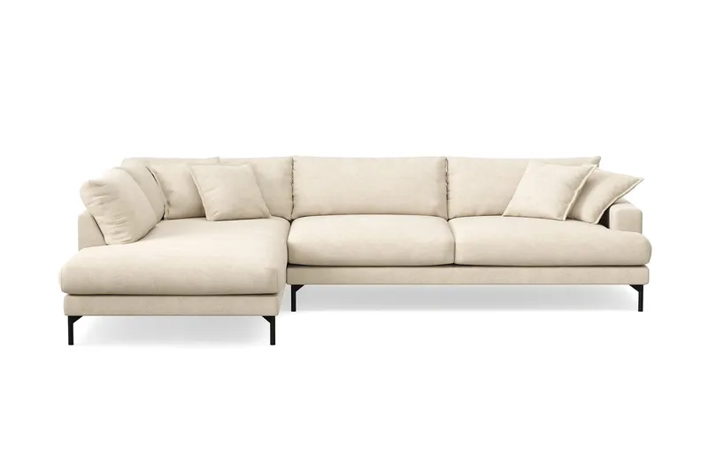 Menard Premium 5-personers venstrevendt L-formet dyb chaiselongsofa i chenille - Beige - Møbler - Sofaer - Sofa med chaiselong