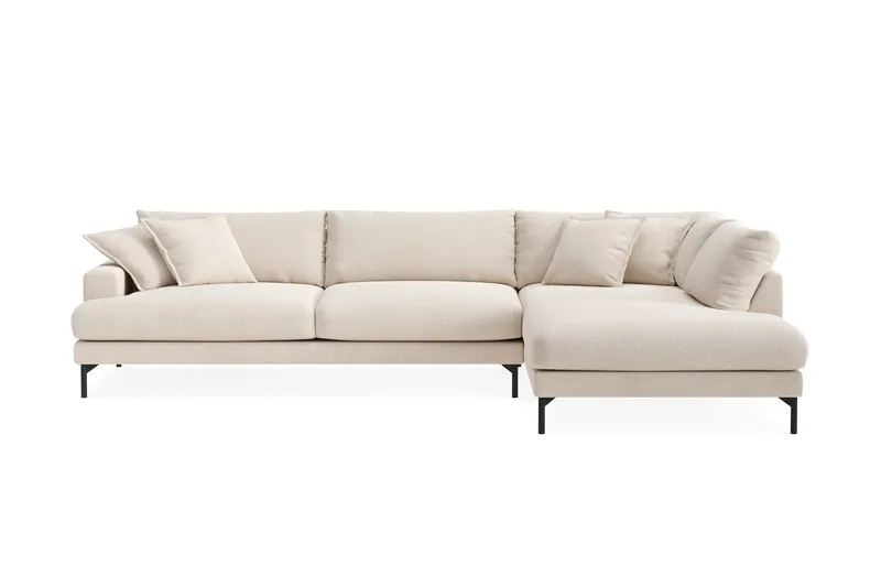 Menard Premium 5-seters Høyrevendt L-formet Dyp Sjeselongsofa i Chenille, Lys Beige