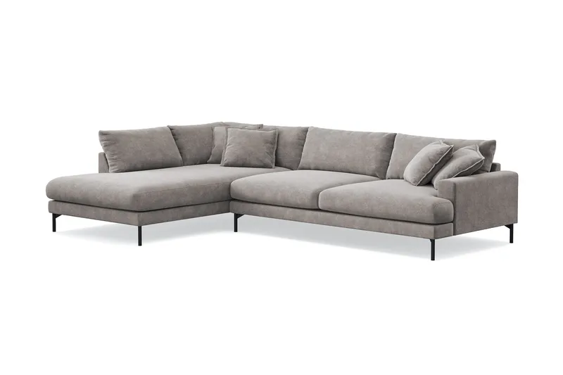 Menard Premium 5-personers venstrevendt L-formet dyb chaiselongsofa i chenille - Grå/Brun - Møbler - Sofaer - Sofa med chaiselong