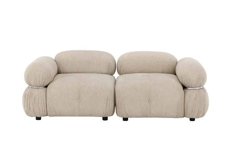 Mika 2-personers Boblet Sofa i Stof, Beige