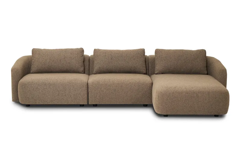 Milano 5-personers Afrundet Højrevendt L-sofa med Lav Ryg i Brun Boucle, undefined