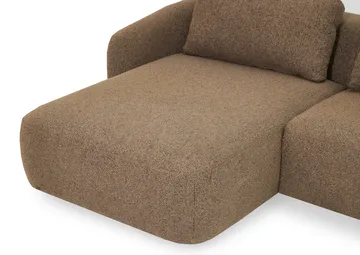 Milano 5-personers Afrundet Venstrevendt L-sofa med Lav Ryg i Brun Bouclé - Brun - Møbler - Sofaer - Sofa med chaiselong