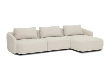 Milano 5-personers Afrundet Højrevendt L-sofa med Lav Ryg i Beige Bouclé - Beige - Møbler - Sofaer - Sofa med chaiselong