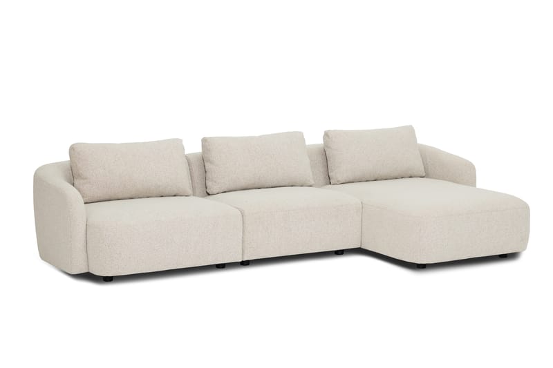 Milano 5-personers Afrundet Højrevendt L-sofa med Lav Ryg i Beige Boucle - Møbler - Sofaer - Sofa med chaiselong