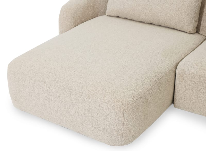 Milano 5-personers Afrundet Venstrevendt L-sofa med Lav Ryg i Beige Boucle - Møbler - Sofaer - Sofa med chaiselong