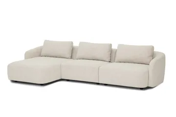 Milano 5-personers Afrundet Venstrevendt L-sofa med Lav Ryg i Beige Bouclé - Beige - Møbler - Sofaer - Sofa med chaiselong