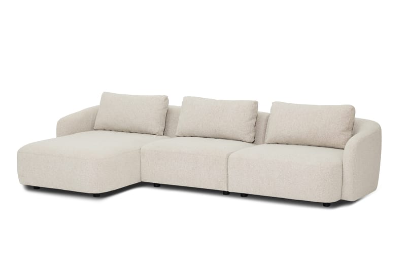 Milano 5-personers Afrundet Venstrevendt L-sofa med Lav Ryg i Beige Boucle - Møbler - Sofaer - Sofa med chaiselong