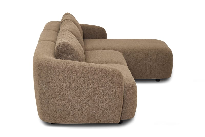 Milano 5-personers Afrundet Højrevendt L-sofa med Lav Ryg i Brun Boucle - Møbler - Sofaer - Sofa med chaiselong
