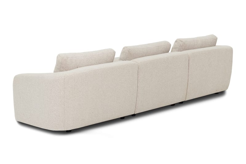 Milano 5-personers Afrundet Venstrevendt L-sofa med Lav Ryg i Beige Boucle - Møbler - Sofaer - Sofa med chaiselong
