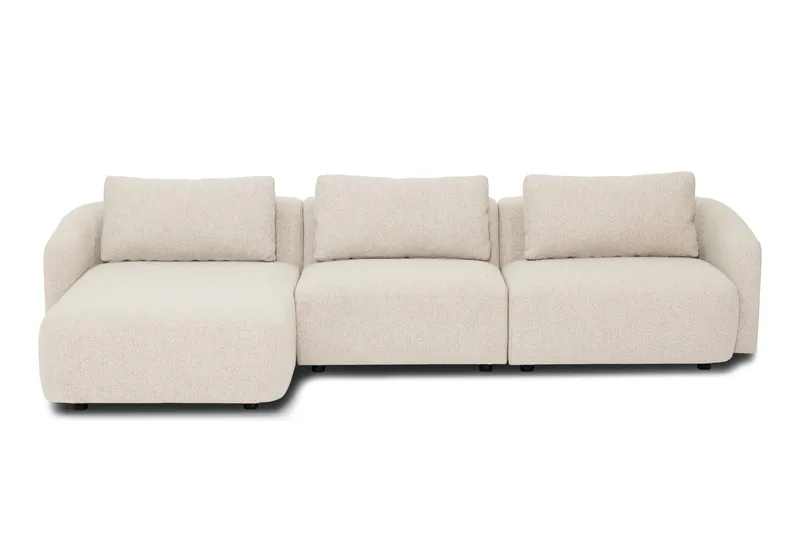 Milano 5-personers Afrundet Venstrevendt L-sofa med Lav Ryg i Beige Boucle, undefined