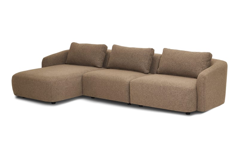 Milano 5-personers Afrundet Venstrevendt L-sofa med Lav Ryg i Brun Bouclé - Brun - Møbler - Sofaer - Sofa med chaiselong