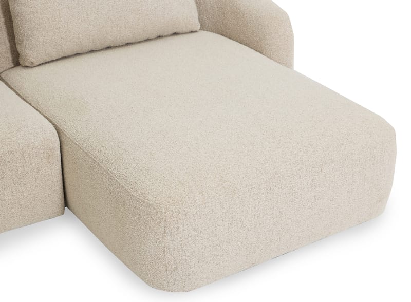 Milano 5-personers Afrundet Højrevendt L-sofa med Lav Ryg i Beige Boucle - Møbler - Sofaer - Sofa med chaiselong