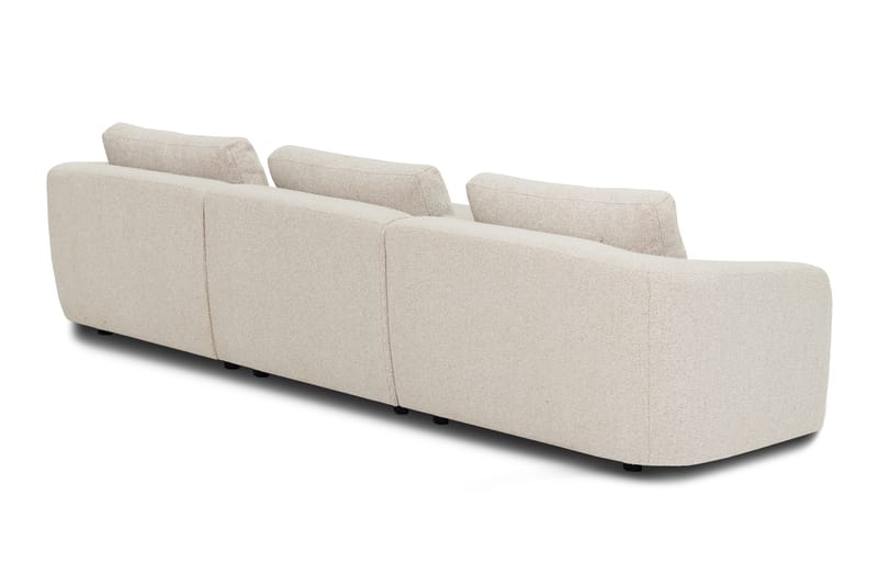 Milano 5-personers Afrundet Højrevendt L-sofa med Lav Ryg i Beige Boucle - Møbler - Sofaer - Sofa med chaiselong