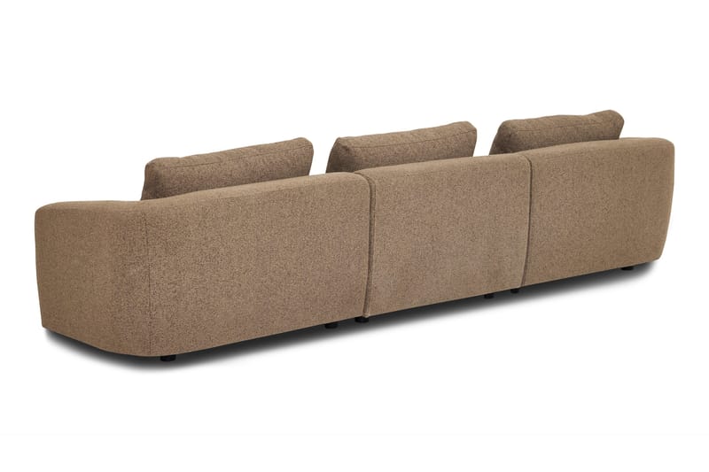 Milano 5-personers Afrundet Venstrevendt L-sofa med Lav Ryg i Brun Bouclé - Brun - Møbler - Sofaer - Sofa med chaiselong
