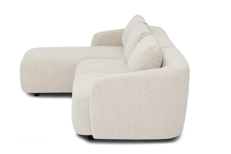 Milano 5-personers Afrundet Venstrevendt L-sofa med Lav Ryg i Beige Boucle - Møbler - Sofaer - Sofa med chaiselong