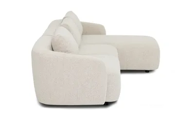 Milano 5-personers Afrundet Højrevendt L-sofa med Lav Ryg i Beige Bouclé - Beige - Møbler - Sofaer - Sofa med chaiselong