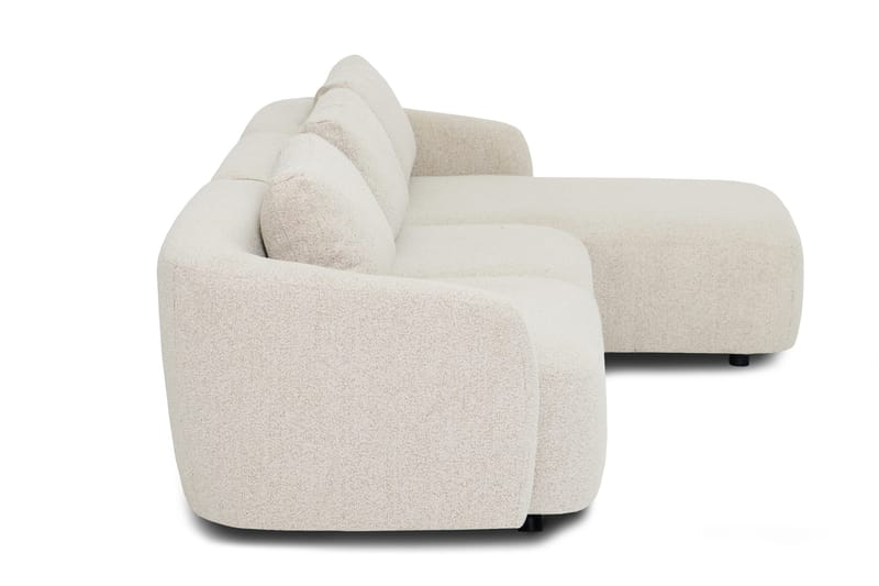 Milano 5-personers Afrundet Højrevendt L-sofa med Lav Ryg i Beige Boucle - Møbler - Sofaer - Sofa med chaiselong