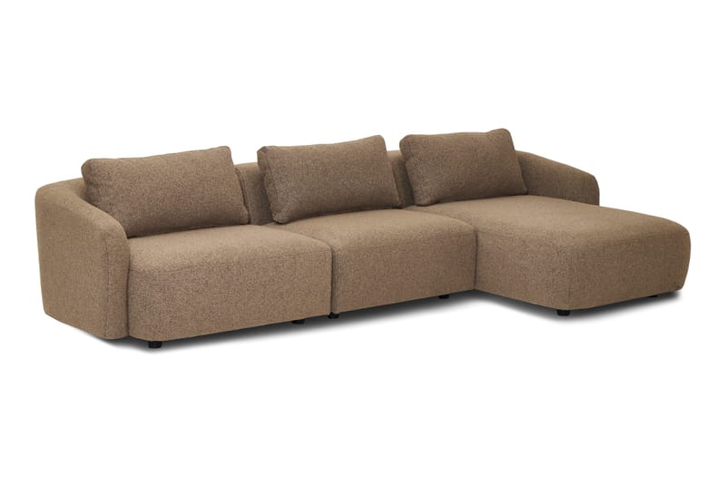 Milano 5-personers Afrundet Højrevendt L-sofa med Lav Ryg i Brun Boucle - Møbler - Sofaer - Sofa med chaiselong