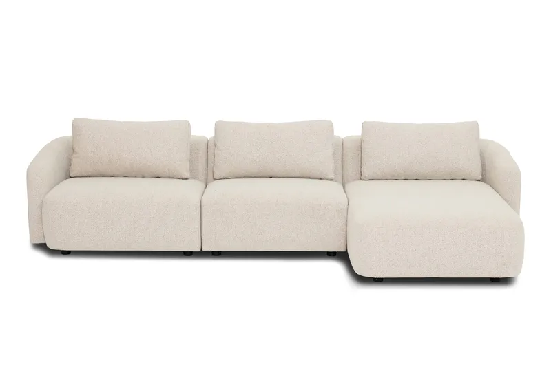 Milano 5-personers Afrundet Højrevendt L-sofa med Lav Ryg i Beige Boucle, undefined