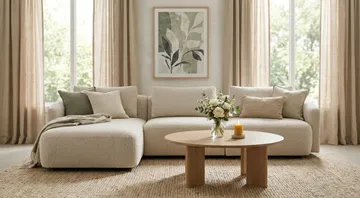 Milano 5-personers Afrundet Venstrevendt L-sofa med Lav Ryg i Beige Bouclé - Beige - Møbler - Sofaer - Sofa med chaiselong