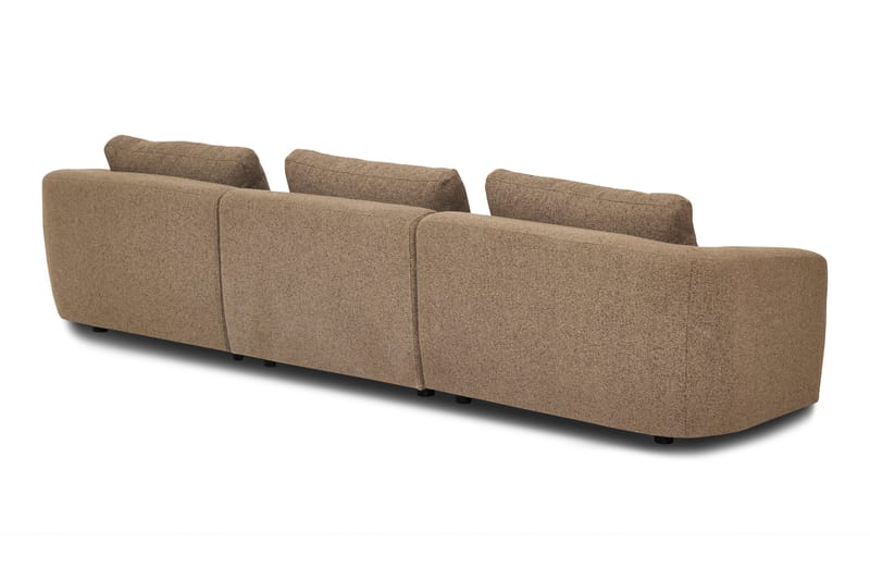 Milano 5-personers Afrundet Højrevendt L-sofa med Lav Ryg i Brun Boucle - Møbler - Sofaer - Sofa med chaiselong