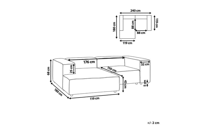 2-sits Hörnsoffa Beliani Aprica Högervänd Left-faced - Møbler - Sofaer - Modulsofaer - Komplet modulsofa