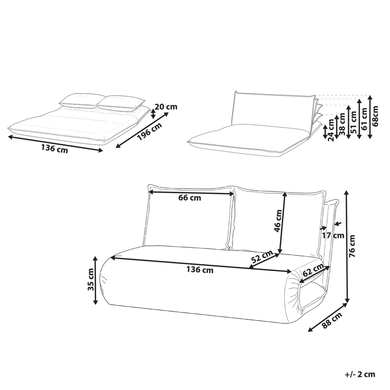 2-personers sofa Roros - Off-White - Møbler - Sofaer - Sovesofaer - 2 personers sovesofa