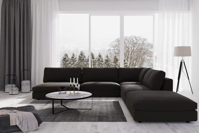 Arken 2-personers Chaiselongmodul i Stof - Sort - Møbler - Sofaer - Modulsofaer - Andre moduler til modulsofa