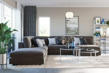 Arken 2-personers Chaiselongmodul i Fløjl - Mørkegrå - Møbler - Sofaer - Modulsofaer - Andre moduler til modulsofa