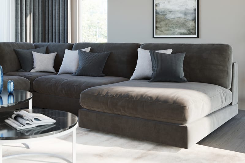 Arken Chaiselong Velour - Mørkegrå - Møbler - Sofaer - Modulsofaer - Andre moduler til modulsofa