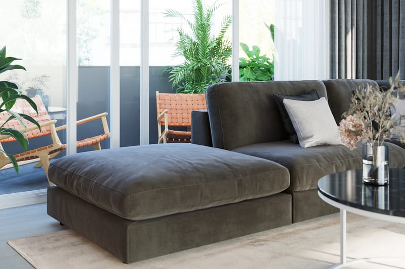 Arken Chaiselong Velour - Mørkegrå - Møbler - Sofaer - Modulsofaer - Andre moduler til modulsofa