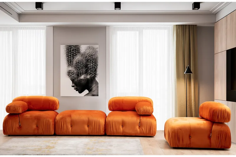 Belgin Fodskammelmodul 95 cm - Orange - Møbler - Sofaer - Modulsofaer - Andre moduler til modulsofa