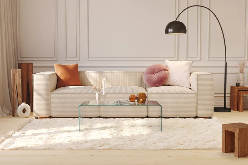 Cubo 1-personers Højremodul i Manchester 108 cm bred, Beige