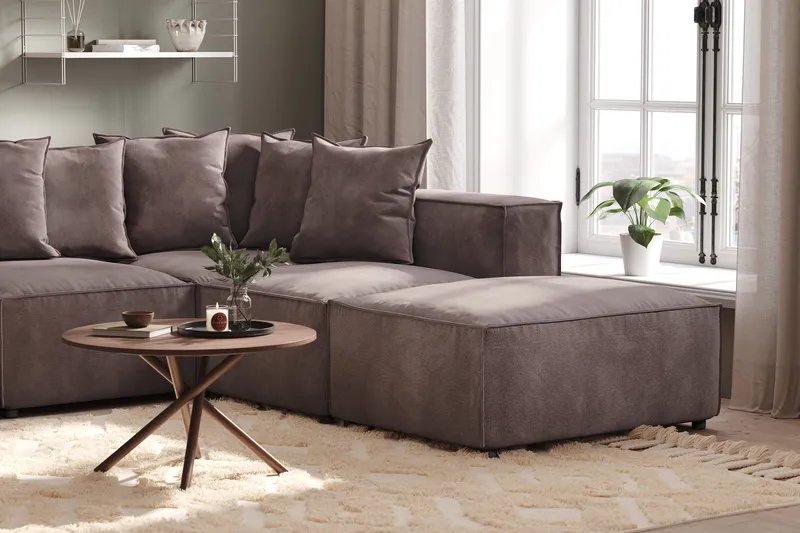 Cubo 1-personers Venstremodul i Fløjl 108 cm bred - Mørkegrå - Møbler - Sofaer - Modulsofaer - Andre moduler til modulsofa