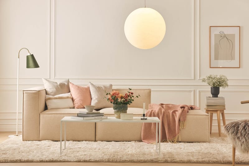 Cubo 1-personers Venstremodul i Stof 108 cm bred, Beige