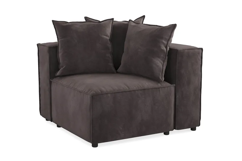 Cubo 1-personers Højremodul i Fløjl 108 cm bred - Mørkegrå - Møbler - Sofaer - Modulsofaer - Andre moduler til modulsofa