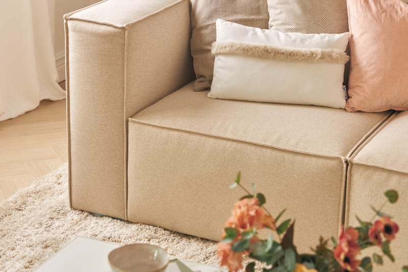 Cubo 1-personers Venstremodul i Stof 108 cm bred - Beige - Møbler - Sofaer - Modulsofaer - Andre moduler til modulsofa