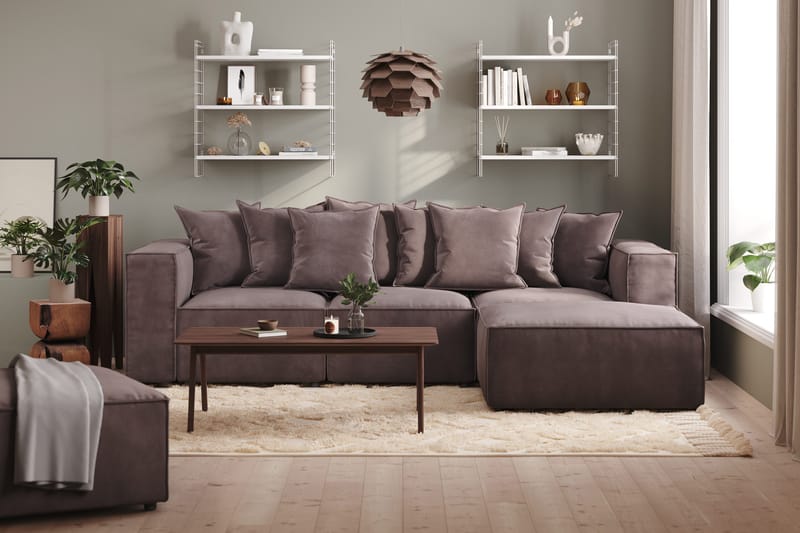 Cubo 1-personers Højremodul i Fløjl 108 cm bred - Mørkegrå - Møbler - Sofaer - Modulsofaer - Andre moduler til modulsofa