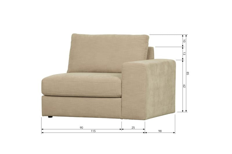 Kielstra Højremodul - Sand - Møbler - Sofaer - Modulsofaer - Andre moduler til modulsofa