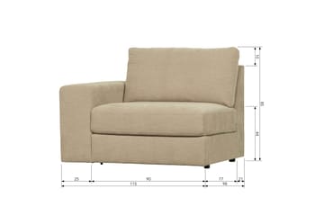Kielstra Venstremodul - Sand - Møbler - Sofaer - Modulsofaer - Andre moduler til modulsofa