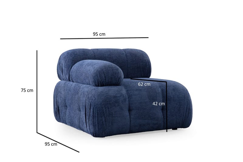 Belgin Venstremodul 95 cm - Blå - Møbler - Sofaer - Modulsofaer - Andre moduler til modulsofa