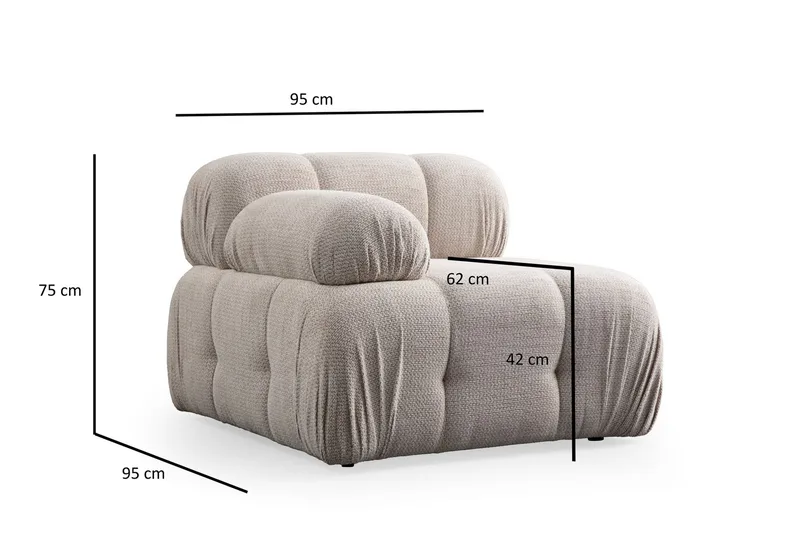 Belgin Venstremodul 95 cm - Creme - Møbler - Sofaer - Modulsofaer - Andre moduler til modulsofa