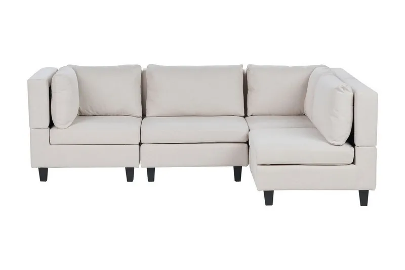 Buck 4-personers L-formet Modulsofa med Chaiselong og Hjørnesofa i Stof, Beige|Sort